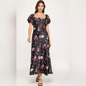 Women's Bubble Sleeves Midi Dress